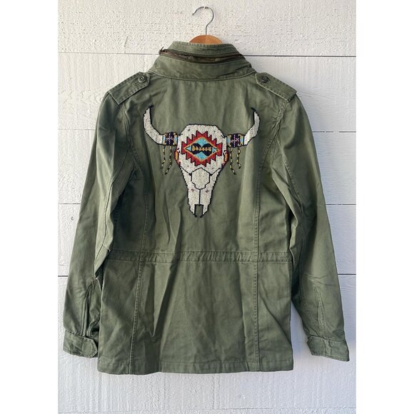 Denim & Supply Ralph Lauren Beaded Steer Head Field Army Hoodie Jacket M - Picture 5 of 9